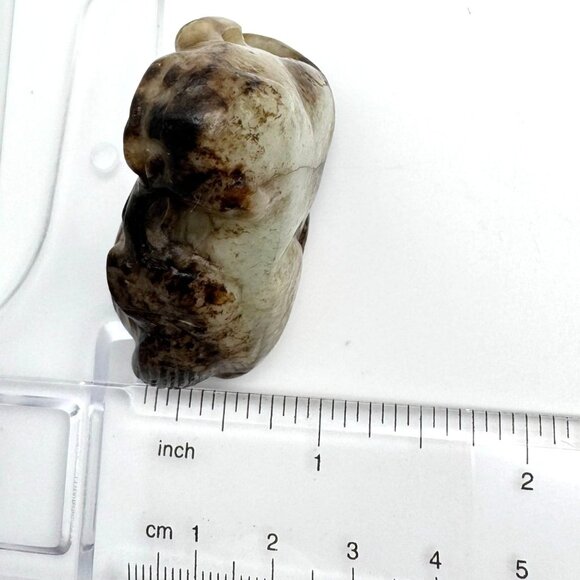 17 c ? Jade Carved Mythical Beast Dragon Foo Dog Figurine Rustic Stone Antique - Picture 3 of 10